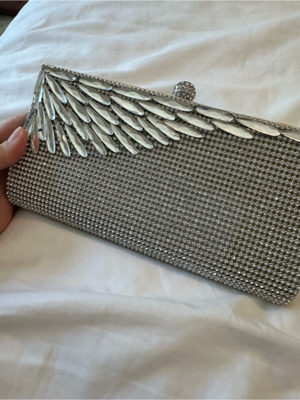 Kate Landry Silver Crystal Embellished Evening Clutch - Picture 7 of 7